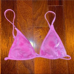 Pink Tie-Dyed Barbados Lurex Triangle Bikini Top